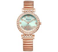 Oidea Womens Stretch Band Watch: Fashion Cubic Zirconia Diamond Dial Elastic Strap Watches Large Clear Number Easy Reader Watch Waterproof Casual Business Ladies Wristwatch, Gold