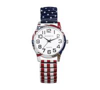 Oidea Women's Stretch Band Watches: US Freedom 250th Anniversary American Flag Eagle Elastic Strap Watch Easy Reader Analog Quartz Wrist Watches Band Length 5.91"-7.48"