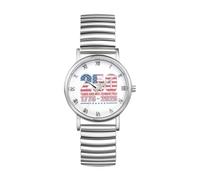 Oidea Women's Stretch Band Watches: US Freedom 250th Anniversary Dial Elastic Strap Watch Easy Reader Analog Quartz Wrist Watches Band Length 7.48"-8.66"