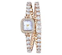 Oidea Women's Tennis Bracelet Watch: Small Square Dial Analog Quartz Wrist Watch for Women Ladies Dress Watches Creative Choker Necklace Watches Gold