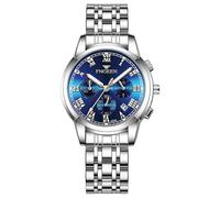 Oidea Women's Wrist Watches: Fashion Big Face Analog Quartz Watch 3 Time Zone Decor Waterproof Luminous Date Business Work Casual Dress Watch Stainless Steel Band Silverblue