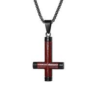 Oidea Wooden Inverted Cross Necklace for Men: Gothic Stainless Steel Crucifix Pendant Upside Down Cross Necklace Satan Jewelry Amulet Jewelry Gifts