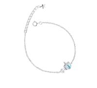 OIDESA Bracelet hand chain sterling Silver Bracelet S925 Jewelry Blue Zircon Bracelet Japanese and Korean Style S925 Silver Jewelry for Women Simple Design Bracelet Silver (Color : Silver)