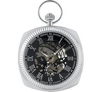 OIDESA Pocket Watch Watch with Chain Antique Black/Silver/Gold Mechanical Pocket Watch Unique Square Chain Hand Winding High Graded Clock Vintage (Color : Silver) (Color : Silver)