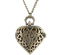 OIDESA Pocket Watch Watch with Chain Romantic Heart Shape Quartz Pocket Watch Necklace Pendant Chain Ladies Watch Souvenir Gifts for Girls Women Vintage (Color : Flower Heart) (Color : Flower Heart)