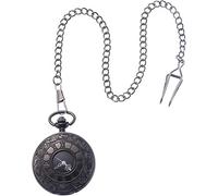 OIDESA Pocket Watch Watch with ChainWatch Supplies - Pocket Watch Roman Pattern Steampunk Retro Vintage Quartz Roman Numerals Pocket Watch (Black)