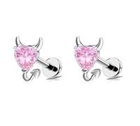 OIDIMS 18G Little Devil Heart Lip Ring Stainless Steel Cubic Zirconia Labret Jewelry for Monroe Medusa Tragus Nose Conch Helix Hypoallergenic Cartilage Earring Stud Bar Body Jewelry for Women, S