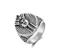 OIDIMS Ancient Egyptian Pharaoh's Ring Silver Stainless Steel Band Ring for Men Women Punk Hip Hop Style Finger Comfort Fit Jewelry Vintage Statement Knuckle Middle Rings Birthday Xmas Gift, 7 UK