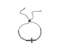 OIDIMS Black Cross Bracelet for Women Cubic Zirconia CZ Trendy Dark Gothic Bracelets Adjustable Stacking Link Chain Simple Fashion Jesus Christian Baptism Religious Faith Jewelry