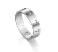 OIDIMS Cross Band Rings for Women Men Stainless Steel Hollow Wedding Bands Thumb Christian Lord's Prayer Cross Rings Fashion Comfort Fit Religious Jewelry Minimalist Promise Engagement Gift, 8 UK