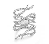 OIDIMS Crystal Cocktail Statement Ring for Women Sparkly Cubic Zirconia Sweet Cool Style Wide Antenna Finger Rings Personalized Anniversary Wedding Band Fashion Comfort Fit Holiday Party Jewelry, One