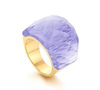 OIDIMS Crystal Glass Stainless Steel Band Ring Gold Plated Fashion Exaggerated Cubic Zirconia Rings Women's Stunning Large Statement Rhinestone Bands Cocktail Party Ring for Ladies Birthday, 7 UK