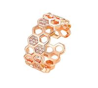 OIDIMS Cubic Zirconia Bee Honeycomb Ring Open Engagement Statement Wedding Stacking Finger Rings Adjustable Fashion Diamond Crystal Unique Thumb Ring Cute Jewelry for Women Men, Metal, Cubic Zirconia