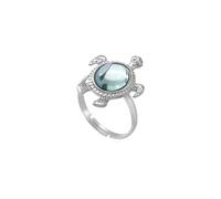 OIDIMS Cute Blue Sea Turtle Adjustable Statement Ring for Women Men Fashion Nature Ocean Animal Stacking Open Knuckle Finger Bands Eternity Wedding Friendship Rings Dainty Summer Fine Jewelry for Her