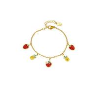 OIDIMS Cute Strawberry Pineapple Charm Bracelet for Women 14k Gold Lovely Sweet Fresh Tropical Fruit Adjustable Stainless Stee Chain Link Chic Holiday Party Graduation Friendship Jewelry Her