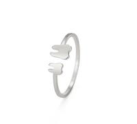 OIDIMS Cute Tiny Teeth Stacking Ring for Women Girl Adjustable Statement Stainless Steel Lovely Pinky Tooth Extendable Ring Middle Tail Comfort Fit Finger Funny Jewelry Gift for Daughter Mom Birthday