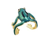 OIDIMS Cute Tree Frog Rings for Women Men Funny Enamel Animal Adjustable Finger Wrap Open Band Fashion Stackable Unique Statement Ring Party Personalized Quirky Jewelry for Best Friend (Blue)