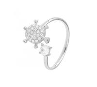OIDIMS CZ Sea Turtle Ring for Women Men Cubic Zirconia Ocean Themed Starfish Tortoise Rings Statement Hypoallergenic Stainless Steel Fashion Jewelry Comfort Fit Finger Open Band for Sister Mom, Metal