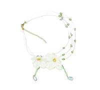 OIDIMS Deliacte Fabric Flower Necklace for Women Green Crystal Floral Sweet Style Charms Choker Temperament Collarbone Chain Elegant Wedding Prom Necklace Summer Cocktail Party Holiday Jewelry