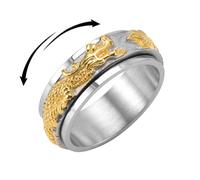 OIDIMS Dragon Rotating Spinner Fidget Band Rings Stainless Steel Punk Cool Animal Anxiety Stress Relief Rotate Freely Ring Promise for Men Women Birthday Valentine's Day Gifts Vintage Jewelry, 7 UK