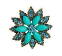 OIDIMS Exaggerated Blue Crystal Flower Big Cocktail Statement Rings for Women Open Adjustable Beautiful Rhinestone Floral Finger Band Vintage Antique Gold Jewelry Classic Fashion Party Dance Wedding