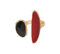 OIDIMS Fashion Asymmetry Geometric Statement Rings for Women Gold-Tone Plated Enamel Adjustable Knuckle Middle Finger Ring Trendy Open Band Comfort Fit Wedding Cocktail Party Jewelry for Her