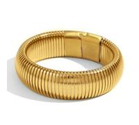 OIDIMS Fashion Bangles for Women Men Chunky Stretch Bracelets Gold Plated Stainless Steel Minimalist Stretchy Snake Link Chain Flexible Wide Wristband Stack Bracelets Designer Unisex Gift, Adjustable