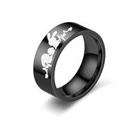 OIDIMS Fashion Rabbit Stainless Steel Band Ring Promise Engagement Wedding Rings for Couples Bunny Animal Finger Comfort Fit Easter Birthday Valentine's Day Graduation Gift for Family Women Men, 4 UK