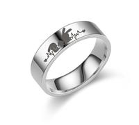 OIDIMS Fashion Rabbit Stainless Steel Band Ring Promise Engagement Wedding Rings for Couples Bunny Animal Finger Comfort Fit Easter Birthday Valentine's Day Graduation Gift for Family Women Men, 7 UK