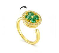 OIDIMS Four Leaf Clover Fidget Anxiety Rings for Women Imitation Crystal Lucky Statement Adjustable Clover Flower Spinner Ring Elegant Wedding Open Band St. Patrick's Day Festival Good Luck Jewelry