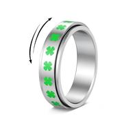 OIDIMS Four Leaf Clover Fidget Spinner Ring for Women Men Stainless Steel Stackable Rotating Anxiety Rings Lucky Flowerpromise Wedding Band Fashion Stress Relief Irish St Patricks Day Jewelry, 5