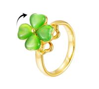 OIDIMS Four Leaf Clover Spinner Ring for Women Gold-Tone Plated Adjustable Anxiety Relief Ring St Patricks Day Good Luck Comfort Fit Stackable Flower Ring Freely Rotating Stress ADHD Sensory Jewelry