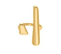 OIDIMS Geometric Titanium Steel Ring for Women 18k Gold-Tone Plated Unique Statement Adjustable Stacking Ring Comfort Fit Trendy Asymmetry Minimalist Open Band Cocktail Party Fashion Jewelry