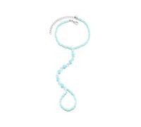 OIDIMS Glow in the Dark Beaded Anklet with Toe Ring Foot Chain Bracelet, Adjustable, Metal, no gemstone