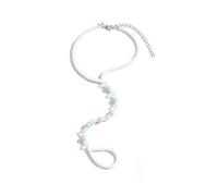OIDIMS Glow in the Dark Beaded Anklet with Toe Ring Foot Chain Bracelet, Adjustable, Metal, no gemstone