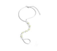 OIDIMS Glow in the Dark Beaded Anklet with Toe Ring Foot Chain Bracelet, Adjustable, Metal, no gemstone
