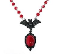 OIDIMS Gothic Bat Choker Necklace for Women Men Victorian Vampire Bat Glass Pendant Necklace Red Blood Spider Crystal Necklace Goth Dark Punk Hip Hop Halloween Party Accessories Mystic Witch Jewelry