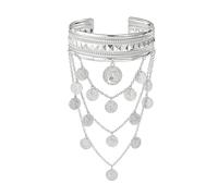 OIDIMS Indian Tassel Coin Arm Cuffs for Women Vintage Circular Avatar Boho Armlet Upper Arm Bands Open Cuff Bangle Rodeo Country Summer Beach Western Accessories Party Festival Jewelry, Adjustable