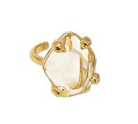 OIDIMS Irregular Gemstone Cocktail Statement Ring for Women Big Clear Cubic Zirconia Adjustable Open Band Chunky Large Geometric CZ Rings Engagement Wedding Anniversary Party Accessories Jewelry