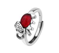 OIDIMS Lucky Elephant Ring Stackable Cute Animal Band Rings Open Adjustable for Women Red Garnet Simulated Dainty Finger Vintage Crystal Eye Jewelry Birthday Daughter Mom Gifts Mother’s Day