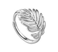 OIDIMS Minimalist Feather Open Adjustable Ring for Women Nature Inspired Leaf Wrap Around Statement Finger Boho Stackable Thin Band Cuff Ring for Daily Casual Wear Jewelry
