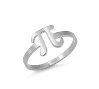 OIDIMS Pi Symbol Open Ring for Women Men Unique Stainless Steel π 3.14 Statement Adjustable Band Mathematical Sign Irrational Number Middle Finger Rings Fashion Jewelry for Math Lovers Teacher Gifts