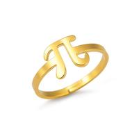 OIDIMS Pi Symbol Open Ring for Women Men Unique Stainless Steel π 3.14 Statement Adjustable Band Mathematical Sign Irrational Number Middle Finger Rings Fashion Jewelry for Math Lovers Teacher Gifts