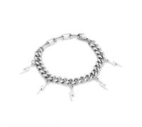 OIDIMS Punk Lightning Sturdy Stainless Steel Bracelet for Men Women Personalized Chunky Cuban Chain Mens Metal Bracelets Thunder Bolt Charm Link Adjustable Paperclip Wrist Chain Hip Hop Jewelry