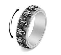 OIDIMS Punk Scorpion Spinner Fidget Stainless Steel Band Rings for Men Women Rotatable Anxiety Stress Relieving Comfort Fit Finger Gothic Ring Wedding Promise Rings for Christmas Personalized, 12
