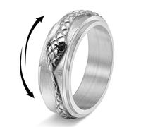 OIDIMS Punk Snake Spinner Band Ring for Men Women Stainless Steel Cool Thumb Rotating Personalized Fidget Anxiety Worry Relieving Boredom ADHD Autism Band Rings Comfort Fit Gift for Husband Brothe, 7
