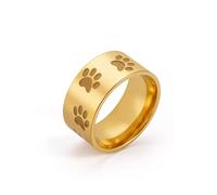 OIDIMS Puppy Pet Dog Cat Paw Band Ring for Men Woemn 10mm Animal Cute Footprint Finger Wedding Engagement Ring Thumb Fashion Ring Cool Bands Stainless Steel Comfort Fit Anniversary Birthday Bff, 6 UK