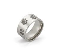 OIDIMS Puppy Pet Dog Cat Paw Band Ring for Men Woemn 10mm Animal Cute Footprint Finger Wedding Engagement Ring Thumb Fashion Ring Cool Bands Stainless Steel Comfort Fit Anniversary Birthday Bff, 9 UK