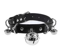 OIDIMS Retro Jingle Bell Choker Necklace For Women Dark Spicy Ladies Goth Style Handmade Cosplay Collar Sexy Black Leather Chain Rock Punk Emo Clavicle Accessories Party Jewelry for Girlfriend