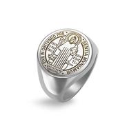OIDIMS Saint Benedict's Exorcist Saint Brand Stainless Steel Men's Ring St. Michael Band Ring Saint Cyprian Amulet Thumb Ring Statement Fashion Gifts Birthday Jewelry Xmas Husband, 8 UK, Metal, No